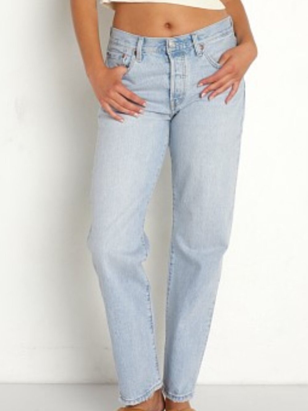 Women's Levi's 501 Premium 90's 26 Blue Jean Denim Pants Light Wash Worn Retro
